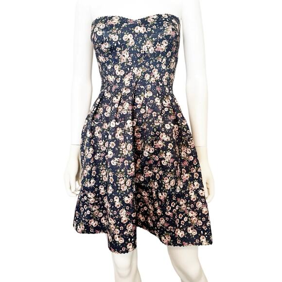 Sans Souci Sweetheart Neckline Strapless Floral Stretch Mini Dress - Picture 1 of 5